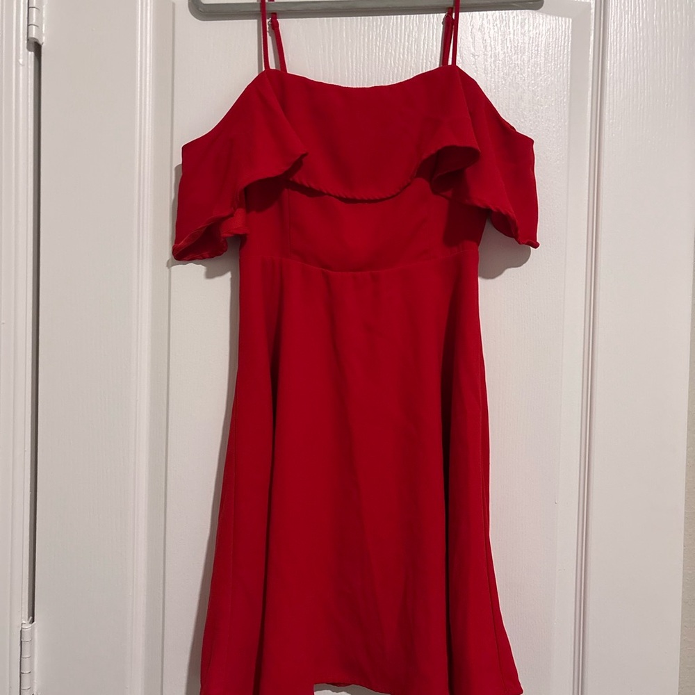 Forever 21 Red Cold-Shoulder Knee Length Dress